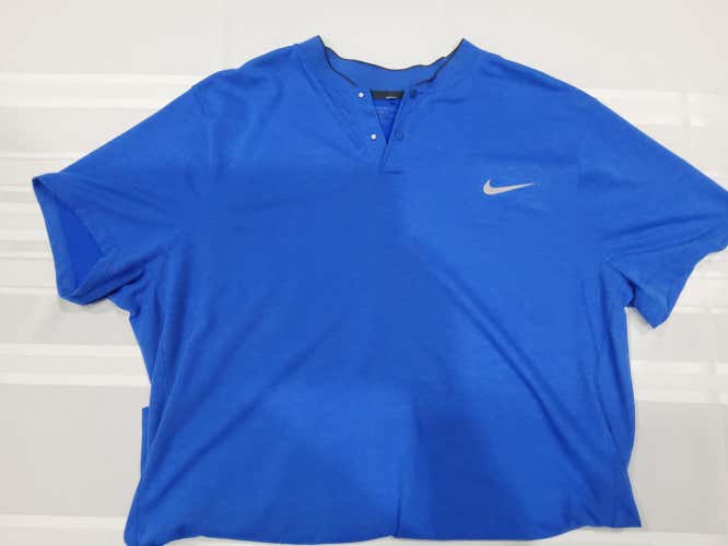 Blue Men's Used Adult XXL Nike Collarless Dri-Fit Golf Shirt