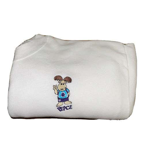 Vintage Moose Peace Hippie Love Crewneck Sweatshirt Cute Embroidered Size Large