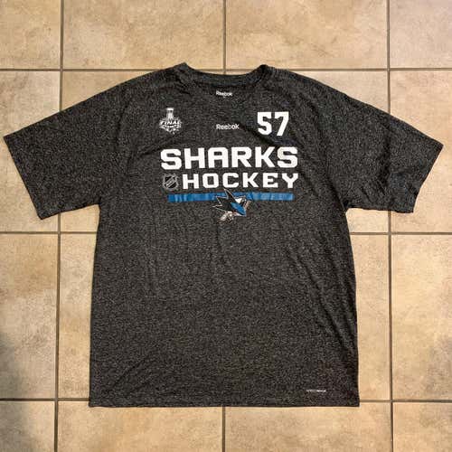 San Jose Sharks Reebok Speedwick Shirt Sz L Stanley Cup Finals Wingels