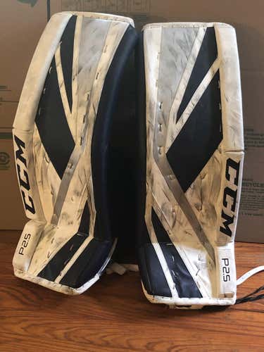 White Used Senior 32" CCM Goalie Leg Pads