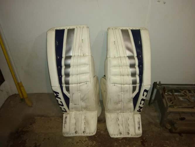 White Used Senior 34" CCM Extreme Flex lll Goalie Leg Pads