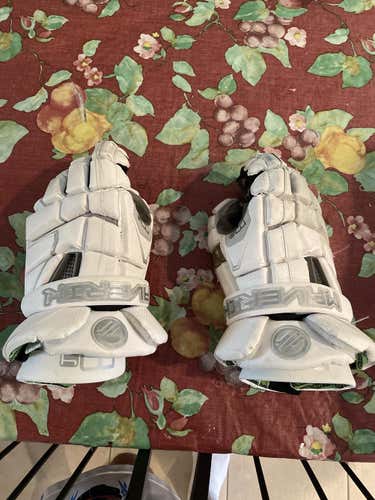 White Used Player's Maverik 13" M4 Lacrosse Gloves