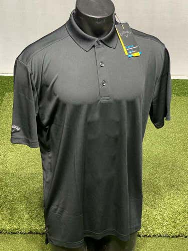 Callaway Golf Opti-Dri Chev Solid Mens Polo Shirt Caviar Black Large L #83655