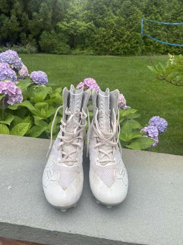 White Unisex Molded Cleats High Top Highlight