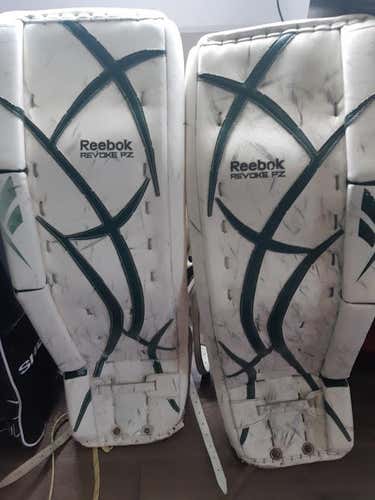 White Senior Used 33" Reebok 7k Goalie Leg Pads Pro Stock