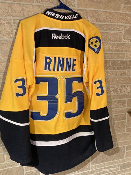 Reebok, Shirts, Nashville Predators Reebok Pekka Rinne 35 Nhl Hockey  Jersey Xxl Yellow Home Gold