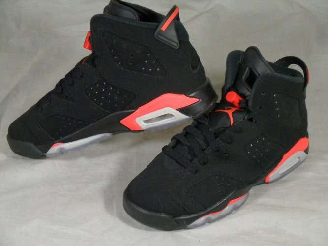 New Air Jordan Youth GS Retro 6 Basketball Shoes Sneakers Black Red 5.5Y 384665