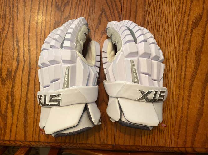White New STX 13" Surgeon RZR Lacrosse Gloves