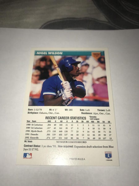 Nigel Wilson Signed 1993 Topps Baseball Card - Florida Marlins