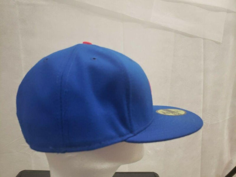 New Era 7 5/8 Chicago Cubs Hat Cap Cooperstown Retro 80's Blue Red Bear  Gray UV