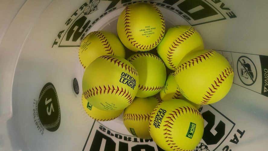 Dicks Padded Bucket Of 10 Softballs Yellow