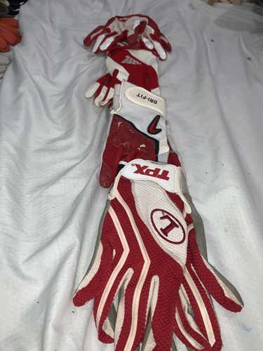 Variety 4-1 Large Red&White (Louisville TPX, NikeDri-Fit, Adidas,UnderArmour) Batting Glove