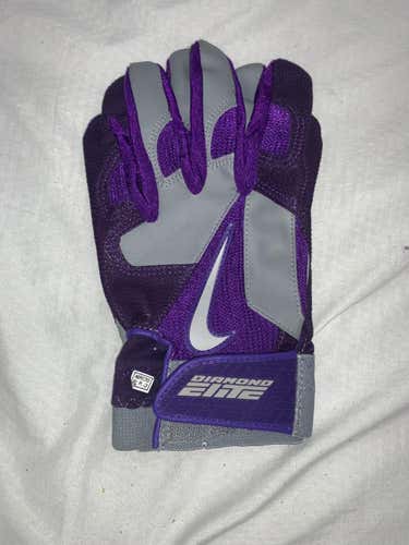 New Purple&Gray Large Nike DiamondElite Batting Gloves