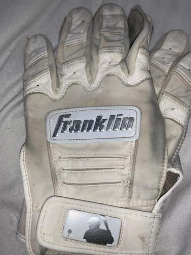 Used Large White Franklin Batting Gloves