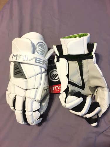 Brand New Maverik 13" M5 Lacrosse Gloves (Color: White) (Size: Large 13”)