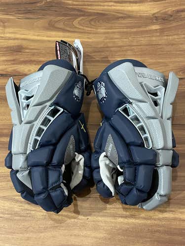 Custom Georgetown Lacrosse Matte Blue Maverick Rome Gloves Size 13 (New)