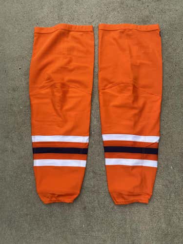 CCM Edge 4.0 Pro Stock Hockey Shin Pad Socks Oilers Orange KEVLAR 9274