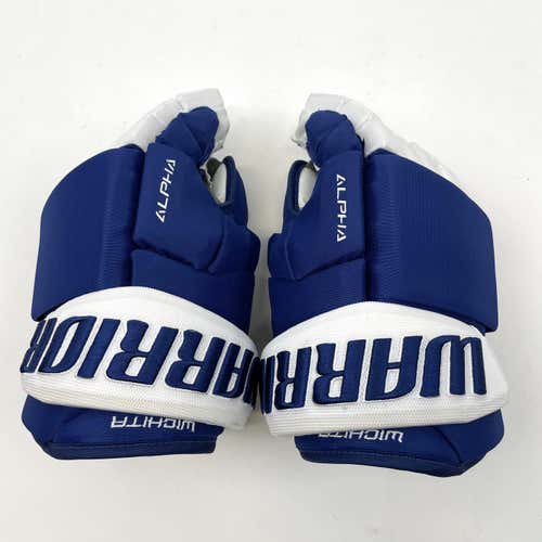 Brand New Blue and White Warrior ECHL Alpha Gloves | 13" | Wichita Thunder | C80