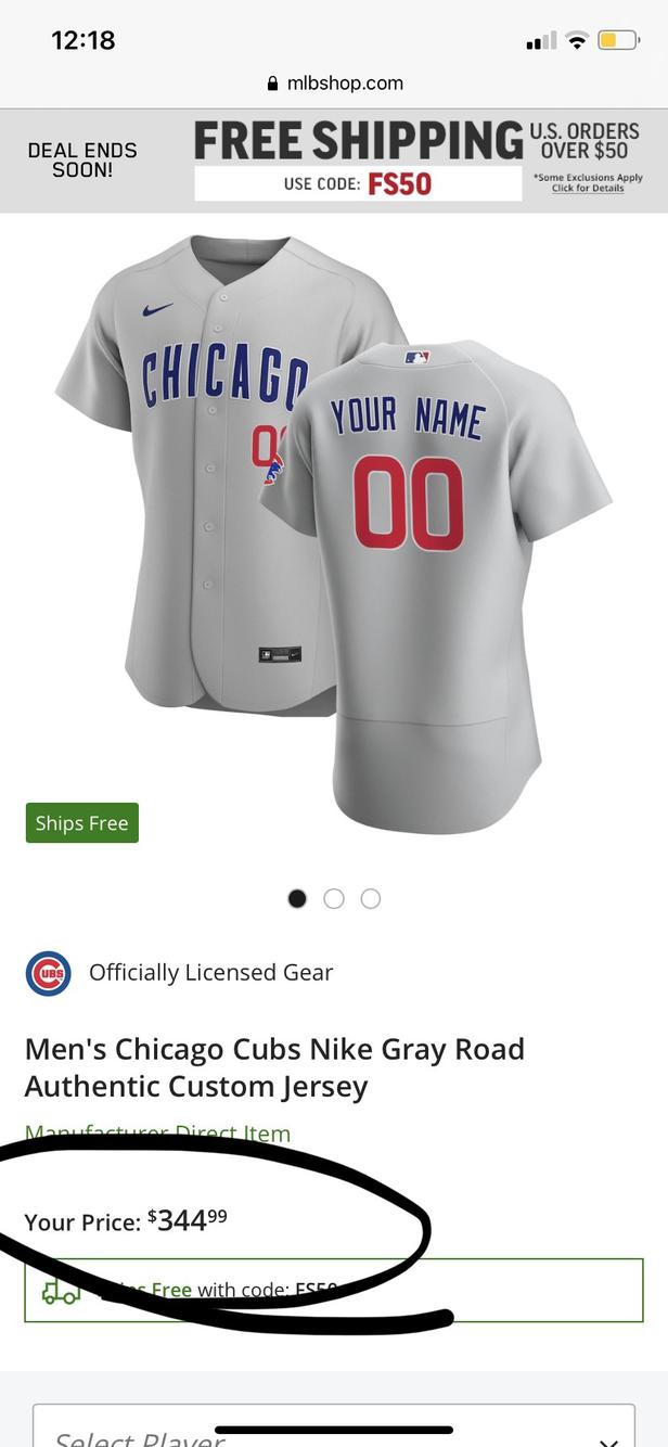 Chicago Cubs Nike Javier Baez Alt Replica Jersey With Authentic Lettering
