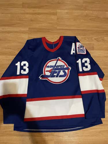 Vintage CCM Winnipeg Jets Teemu Selanne NHL Hockey Jersey L Blue Away Retro