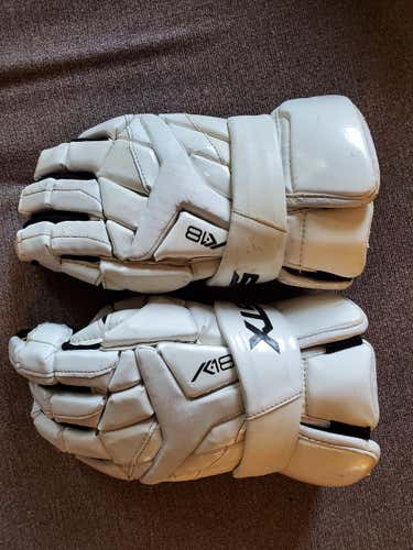White Used Player's STX K18 Lacrosse Gloves 14"