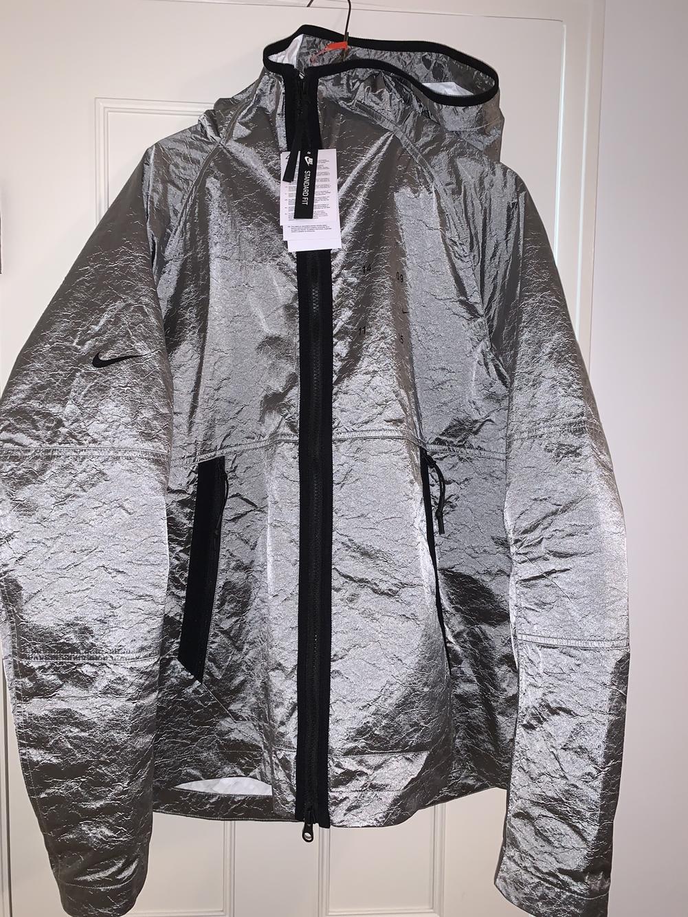 nike tech pack metallic silver jacket