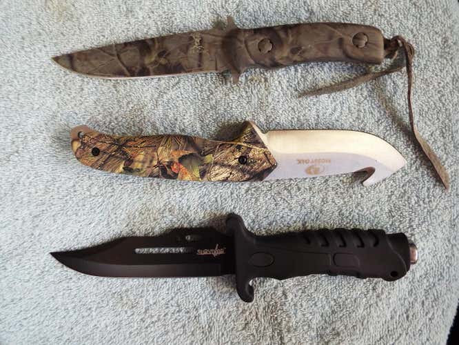 THREE STRAIGHT BLADE HUNTING/CAMPING KNIVES- NEW-ONE PRICE!!!!