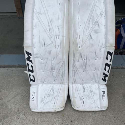 White Used 33" CCM Premier P2.5 Goalie Leg Pads
