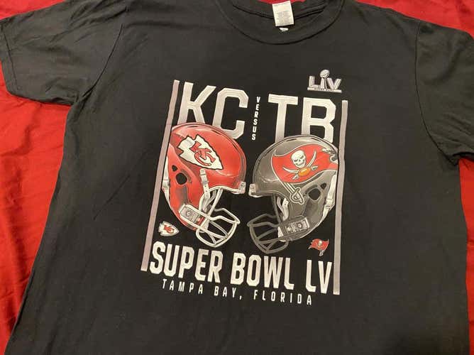 NFL Super Bowl Event T-Shirt Tampa Bay Buccaneers vs Kansas City Chiefs Fanatics Large NEW