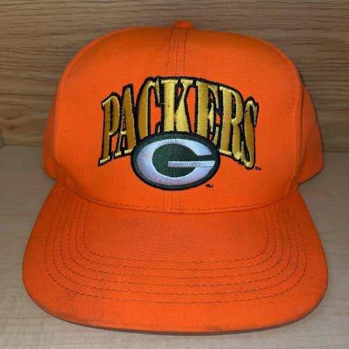 Vintage Green Bay Packers Neon Blaze Orange Hunting Snapback Hat Drew Pearson