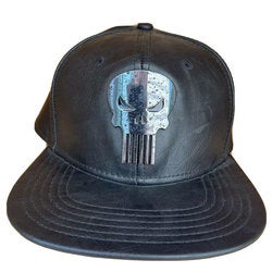 Marvel Punisher Leather Shiny Logo Snapback Hat Rare