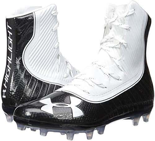new mens 9.5 under armour highlight MC molded lacrosse cleats 3021478-white/black