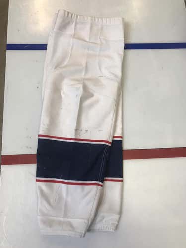 Used Columbus Blue Jackets White Game Socks – Large