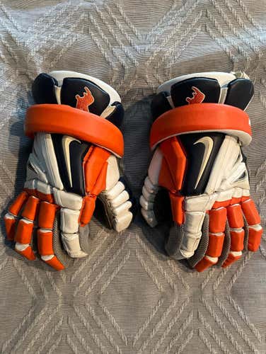 White Used Nike 13" Vapor Elite Lacrosse Gloves