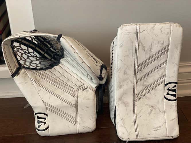 White Intermediate Used Warrior Regular Ritual GT2 Glove and Blocker