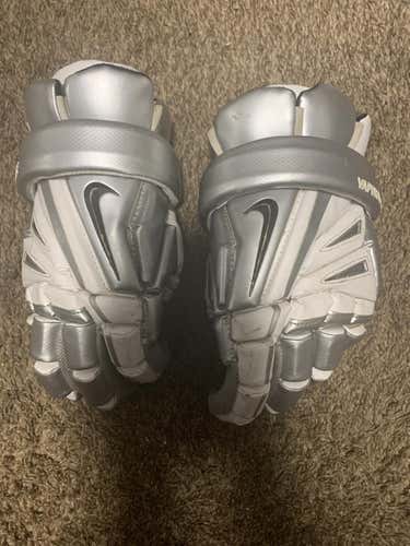 White Used Player's Nike 13" Vapor Elite Lacrosse Gloves