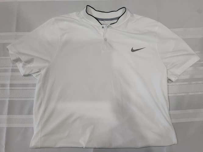 White Adult Men's Used XL Nike Dri-Fit Collarless Golf Shirt
