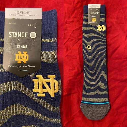 NCAA Notre Dame Fighting Irish Large Casual Socks by Stance * NEW