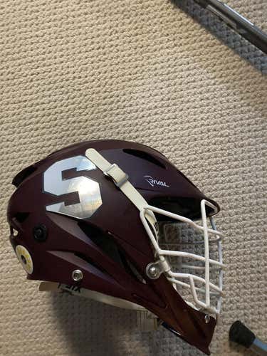 STX Rival Lacrosse Helmet Maroon with White Face Mask