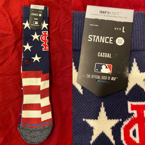 MLB STL Cardinals Large Baseball Casual Socks by Stance * NEW