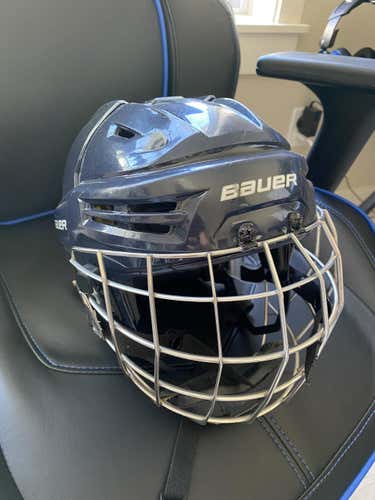 Navy Used Medium Bauer IMS 9.0 Helmet Cage Combo