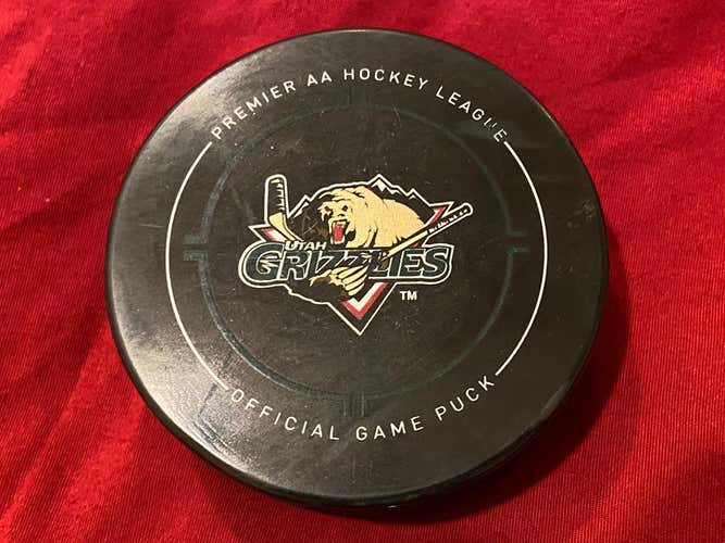 2017-18 ECHL 30th Anniversary Utah Grizzlies (vs Manchester Monarchs) Game Used HockeyPuck
