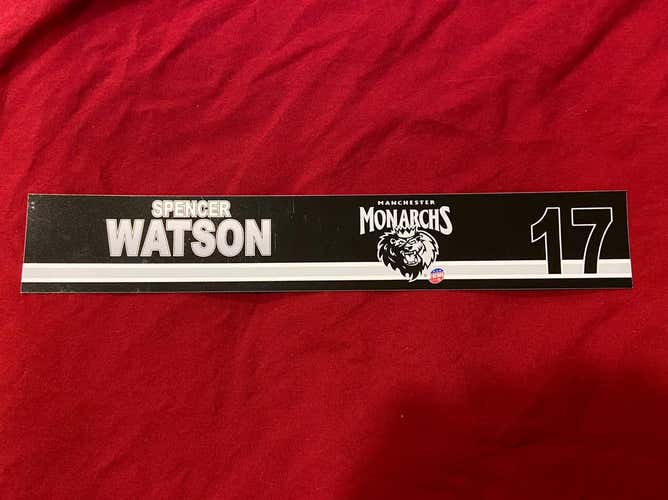 Spencer Watson * ECHL Manchester Monarchs Team Issued Hockey Locker Room Nameplate Tag