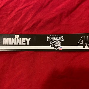 Ed Minney * ECHL Manchester Monarchs Team Issued Hockey Locker Room Nameplate Tag