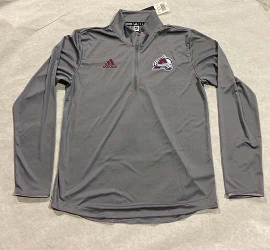 NWT Colorado Avalanche Player Issued Gray Adidas 1/4 Zip
