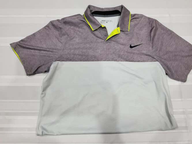 2 Adult Men's Used Large Nike Dri-Fit Golf Shirts