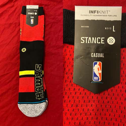 NBA Atlanta Hawks Large Casual Basketball Socks by Stance * NEW
