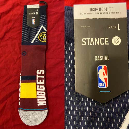 NBA Denver Nuggets Large Casual Basketball Socks by Stance * NEW