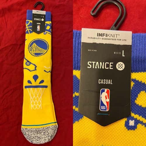 NBA Golden State Warriors Large Casual Basketball Socks by Stance * NEW
