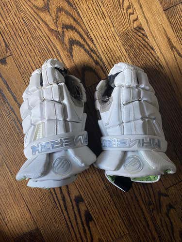 White Used Player's Maverik 13" M4 Lacrosse Gloves